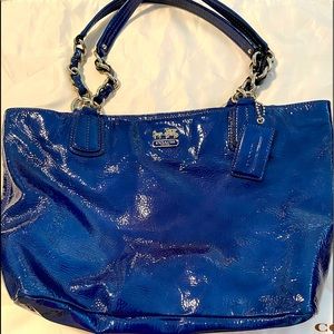 Coach blue patent leather handbag. Excellent condition
